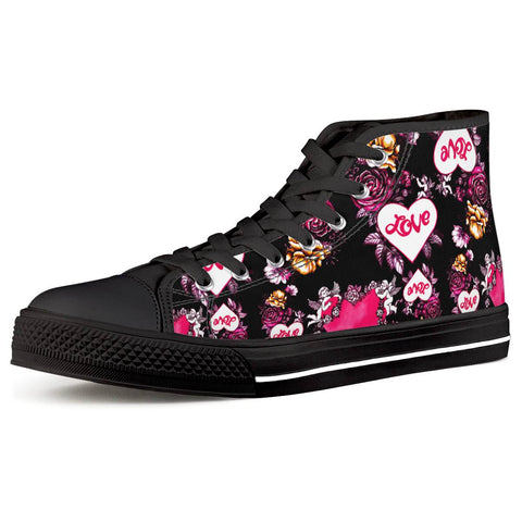 Cupid Black High Top Canvas Shoes