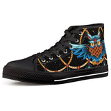 owl Black High Top Canvas Shoes