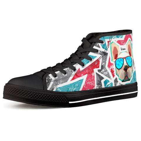 Bulldog Black High Top Canvas Shoes