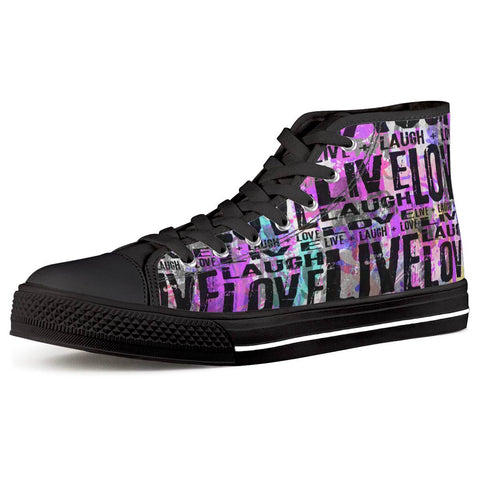 Live Laugh Love Black High Top Canvas Shoes