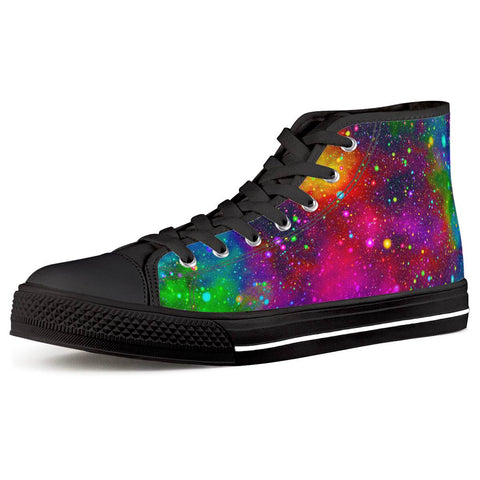 Acid Rainbow - Black High Top Canvas Shoes