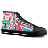 Bulldog Black High Top Canvas Shoes