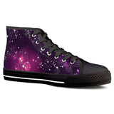 Cosmic Sparkle - Black High Top Canvas Shoes