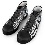 Stripes of Winter - Black High Top Canvas Shoes