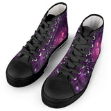 Cosmic Sparkle - Black High Top Canvas Shoes