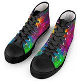 Acid Rainbow - Black High Top Canvas Shoes