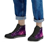 Cosmic Sparkle - Black High Top Canvas Shoes