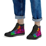 Acid Rainbow - Black High Top Canvas Shoes