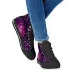 Cosmic Sparkle - Black High Top Canvas Shoes