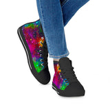 Acid Rainbow - Black High Top Canvas Shoes