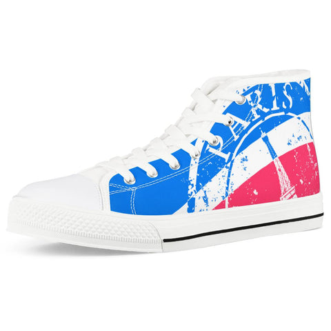 Eiffel Tower White High Top Canvas Shoes