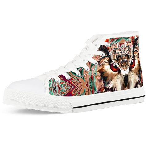 owl White High Top Canvas Shoes