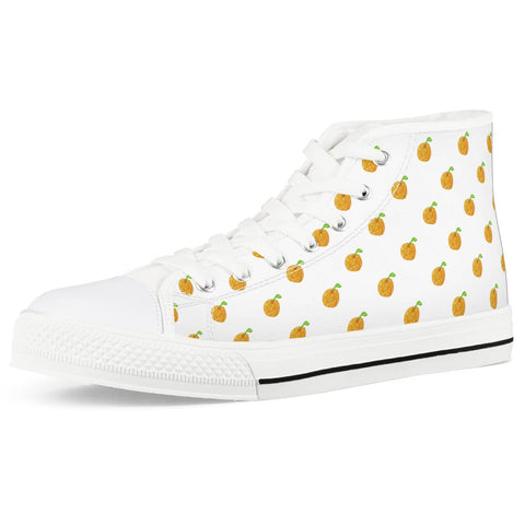 Orange Cartoon Drawing Pattern Design White High Top Canvas Shoes