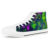 Green Galaxy - White High Top Canvas Shoes