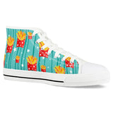 French fries White High Top Canvas Shoes