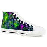 Green Galaxy - White High Top Canvas Shoes