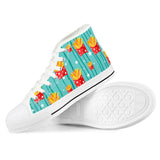 French fries White High Top Canvas Shoes