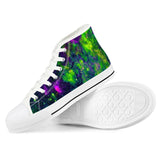 Green Galaxy - White High Top Canvas Shoes