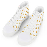 Orange Cartoon -  Drawing Pattern Design White High Top Canvas Shoes