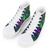 Green Galaxy - White High Top Canvas Shoes