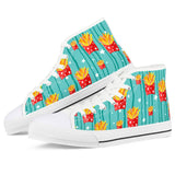 French fries White High Top Canvas Shoes