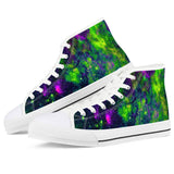 Green Galaxy - White High Top Canvas Shoes