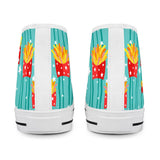 French fries White High Top Canvas Shoes