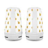 Orange Cartoon -  Drawing Pattern Design White High Top Canvas Shoes