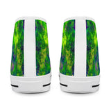 Green Galaxy - White High Top Canvas Shoes