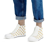 Orange Cartoon -  Drawing Pattern Design White High Top Canvas Shoes