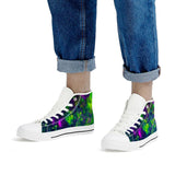 Green Galaxy - White High Top Canvas Shoes