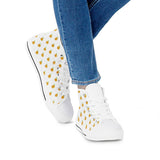 Orange Cartoon -  Drawing Pattern Design White High Top Canvas Shoes