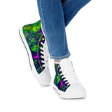 Green Galaxy - White High Top Canvas Shoes