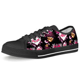 Garden of Love - Black Low Top Canvas Shoes