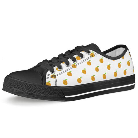 Orange Cartoon Drawing Pattern Design Black Low Top Canvas Shoes