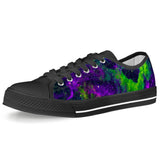 Green Galaxy - Black Low Top Canvas Shoes