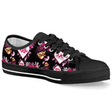 Garden of Love - Black Low Top Canvas Shoes