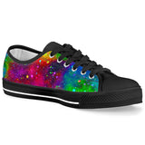 Acid Rainbow - Black Low Top Canvas Shoes