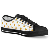 Orange Cartoon -  Drawing Pattern Design Black Low Top Canvas Shoes