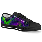 Green Galaxy - Black Low Top Canvas Shoes