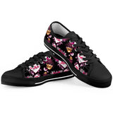 Garden of Love - Black Low Top Canvas Shoes