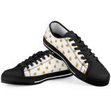 Orange Cartoon -  Drawing Pattern Design Black Low Top Canvas Shoes