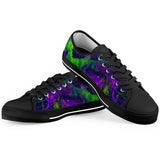 Green Galaxy - Black Low Top Canvas Shoes