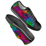 Acid Rainbow - Black Low Top Canvas Shoes