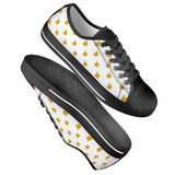 Orange Cartoon -  Drawing Pattern Design Black Low Top Canvas Shoes