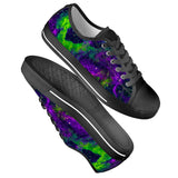 Green Galaxy - Black Low Top Canvas Shoes