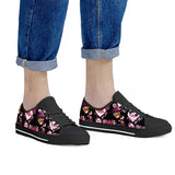 Garden of Love - Black Low Top Canvas Shoes