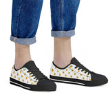 Orange Cartoon -  Drawing Pattern Design Black Low Top Canvas Shoes