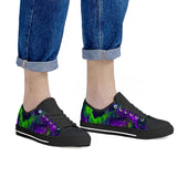 Green Galaxy - Black Low Top Canvas Shoes