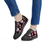 Garden of Love - Black Low Top Canvas Shoes